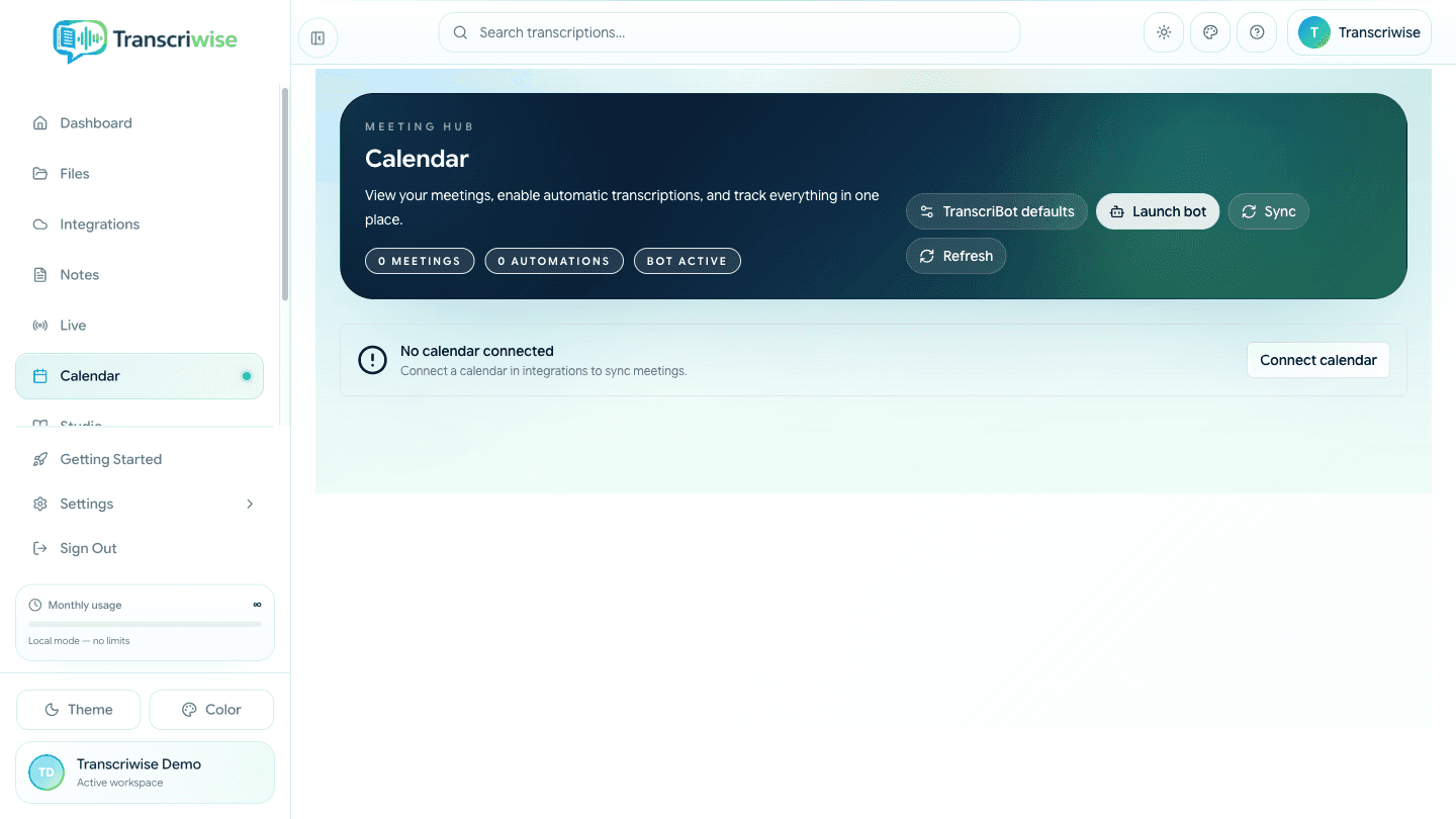 Calendário de reuniões
