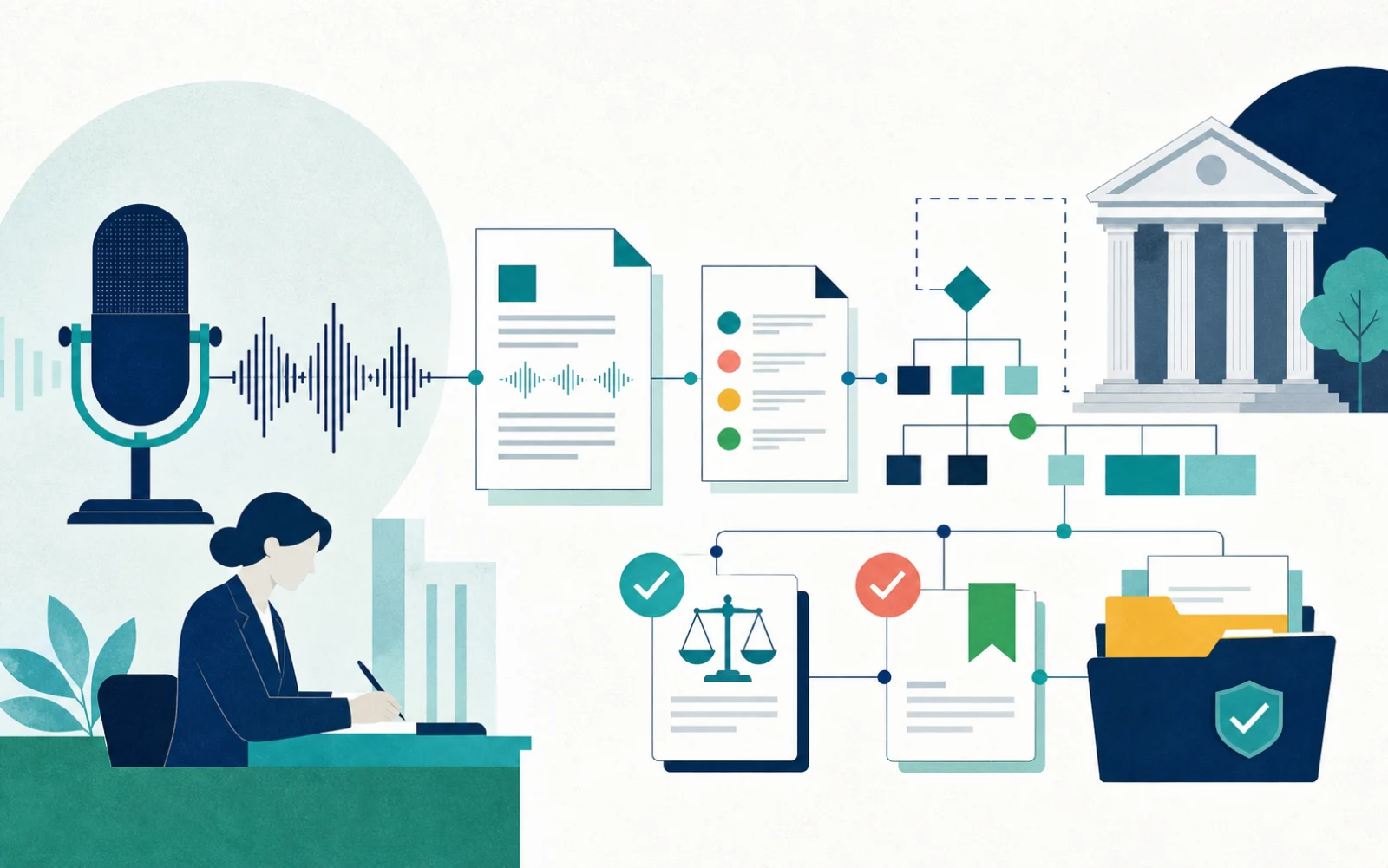 From audio to a reviewable document.